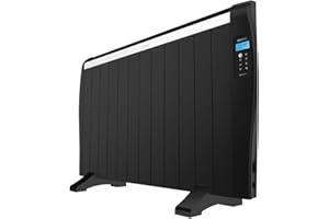 Cecotec Radiatore elettrico ReadyWarm 2500 nero termico, 12 elementi, 1800 W, parete o supporto, timer, telecomando, display LCD, 25 m2 (05803)