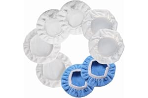Niaciswe Tampons de Polissage 8 Pièces Bonnets de Polissage Capuchons de Polissage pour Voiture 22,9 à 25,4 cm Bonnets de Polissage pour Capot 4 Microfibre 2 Coton 2 Peluche pour Lustrage et Cirage
