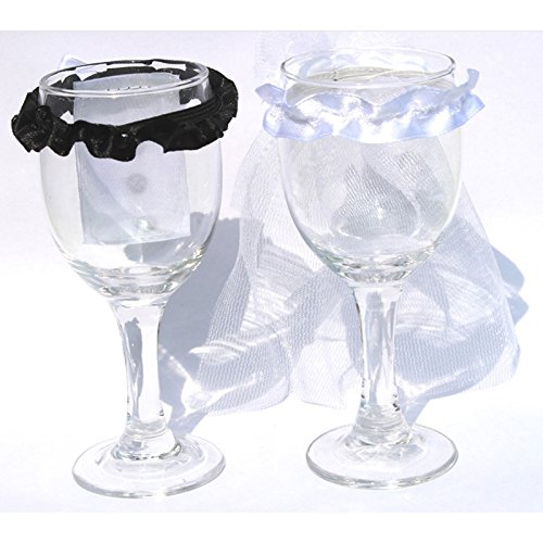 Hochzeit Partei Toasten Weinglas deko Braut Schleier Bräutigam Tux Kleid 1 Paar - 2