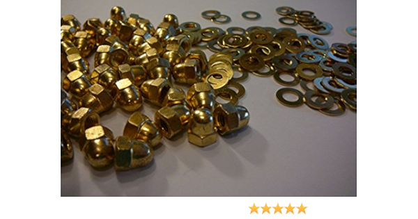 M6 Solid Brass Hexagon Dome Nuts With Free M6 Brass Washers 12 25 Or 50 Packs 12 Amazon Co Uk Diy Tools