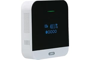 ABUS CO2WM110 AirSecure czujnik CO2 – miernik jakości powietrza, wilgotności powietrza i temperatury w pomieszczeniu – z alarmem i sygnalizacją CO2 – czujnik 10-letni