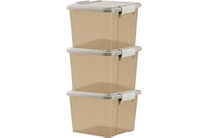 GONICVIN Plastikowe pudełka do przechowywania z pokrywkami, 3 opakowania 60 l pojemnik do przechowywania z uchwytami do domu i biura