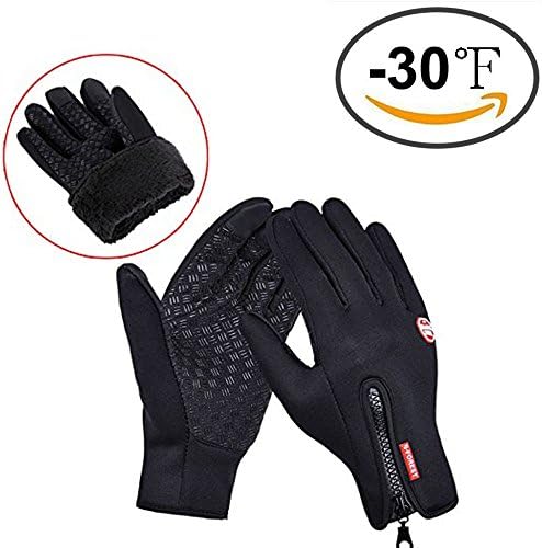 Winter Gloves, Cotop Thick with Fleece Sports Outdoor Women's and Men's Warmer Touchscreen Gloves with Zipper for Smart Phone(Black,L)