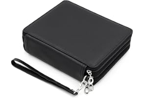 SUMTree 120 Slots Trousse à Crayons de Couleur en PU Cuir Sac de Crayons étui à Crayons Grande capacité pour Amateur ou dessinateur (Noir)