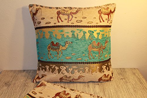 Züleyha Kissenbezug Kissenhülle Sitzkissen cushion cover orientalisch osmanisch (45×45 cm, türkis 088-devtr) - 3
