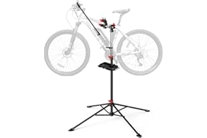 VOUNOT® Cavalletto Bici Pieghevole con Vaschetta Porta Attrezzi, Portabici Professionale Telescopico per Manutenzione Bici, Stand Supporto Riparazione Bicicletta, Altezza Regolabile Girevole 360°
