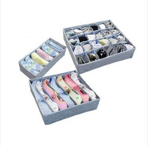 3 Stücke ein Satz, faltbarer Kasten / Bamboo Charcoal Box Faser Lagerung für Büstenhalter, Unterwäsche, Krawatte, Socken