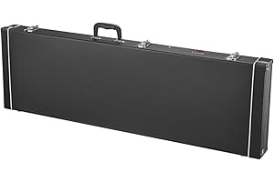 VEVOR Hartschalenkoffer für Bassgitarren, 122 cm rechteckiger Gitarrenkoffer, mit Schloss, Riegel, Schlüsselgriff, PVC-Polsterung, weiches Futter, Hartschalen-Case, für 99-118 cm Bassgitarren, schwarz
