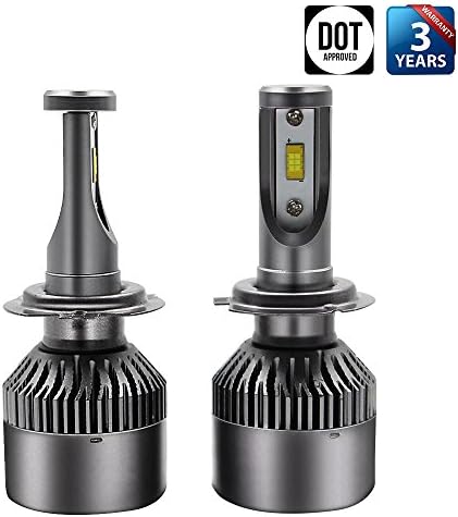 LED Automobile Headlights Bulbs with Original Philips LED Chip,All-in-one Conversion Kit,Aviation-grade Aluminum Body and Hydraulic cooling fan,130LM/W,8000LM,6000K Cool White (H7)