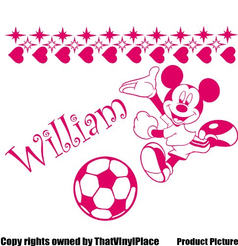 Mickey mouse with your chosen name and set of 19 stars and 10 hearts 60 cm x 50 cm Colour Blush Childs Disney, ball, basketball, football, Any Name, Personalised Name, Bedroom, Children Room Stickers, Car vinyl, Windows and Wall Sticker, Wall Windows Art, Decals, Ornament Vinyl Sticker sold by 4Printer