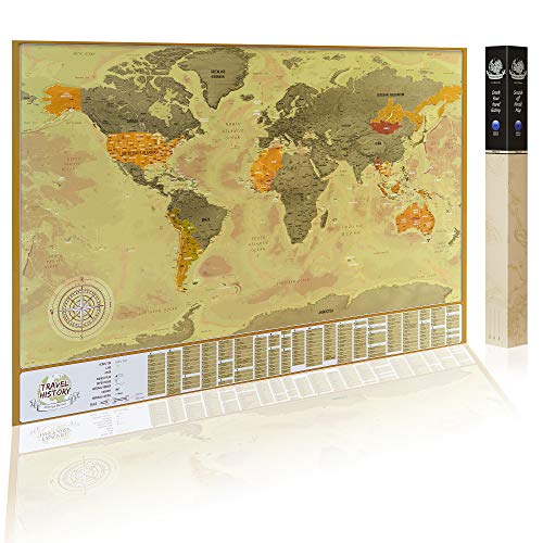 2maps Carte du Monde à Gratter, Détaillée Carte de Voyage avec 196 Drapeaux de Pays, Carte avec des Couleurs vibrantes et boîte - Cadeau sont Cadeau Parfait pour Tous Les Voyageurs. Fabriqué en EU