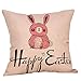 Produktbild ODRD Ostern Baumwolle Platz Kaninchen Throw Kissenbezug Taille Home Decor Pillow Soft Solid Dekorative Quadrat Wurf Kissenbezüge Set Kissen Fall für Sofa Schlafzimmer Auto Deko Zierkissen Bettwaren