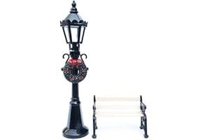 Tianbi 2Pcs Miniature Christmas Street Lamp,Garden Lamp Post,Post Park Bench Seat Mini Street Light Model,Dollhouse Xmas Village Pathway Fairy Garden Accessories