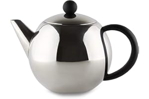 CAFÉ OLÉ Belmont Deluxe en Acier Inoxydable Tea Pot, Acier Inoxydable, Black Bakelite Handle, 1500ml