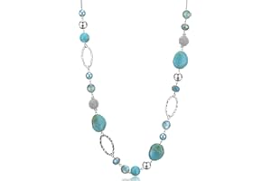 FULU AUTUMN Collana Lunga in Argento con Perline da Donna Collana Catena Lunga di Perle e Cristalli Gioielli Boho Idee Regalo per Lei