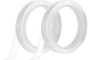 LUSOFIE 2 Rolls Curtain Rod Tape Transparent Drapery Ring Glide Tape Drapery Rods Ring Slide Tape Waterproof Shower Adhesive Strips Quiet Drapery Ring Glide Tape to Slide Smoothly and Quietly