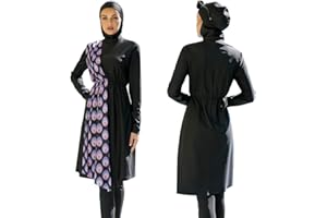 IBTOM CASTLE Modest Swimwear Muslim Swimming Costume for Women Full Coverage Long Floral Print Islamic Hijab Burkini 3pcs Set Ladies Beachwear Surfing Diving Suit Outfit