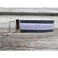 Schlüsselanhänger Schlüsselband Wollfilz schwarz grau Noten Musik Geschenk!
