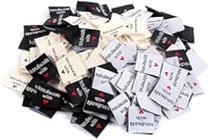 HAOSELL 150 etiquetas de tela para ropa con texto «Handmade with Love», colores surtidos