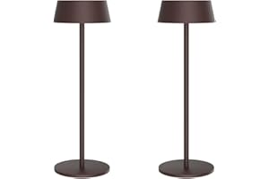 K-Bright 2 pezzi Lampada da tavolo, Luce calda Colore 3000K, Impermeabile IP54 lampade da tavolo senza fili, Ideale per cene in giardino, pub, feste, terrazze(Rosso ruggine)