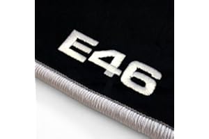 Autoteppich Stylers ATS-Q300_E46-100-012 Passform Velours-Fußmatten mit Bestickung E46 und Rand in Weiß