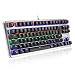 Produktbild Elepawl Mechanische Tastatur, Rainbow LED Hintergrundbeleuchtung Beleuchtet USB Wired Gaming Keyboard 50 Millionen mal schalten Leben ABS Keycap 6 Farben 88 Tasten Schwarz & Silber
