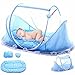 Produktbild Moskitonetz Baby Reisebett Krippe, Pop Up Zelt Portable & Faltbar mit Matratze Kissen & Music Pack, Säuglings Bettwäsche Zubehör, Breathable Travel Kids Zelt, Free-Installation, große, blau