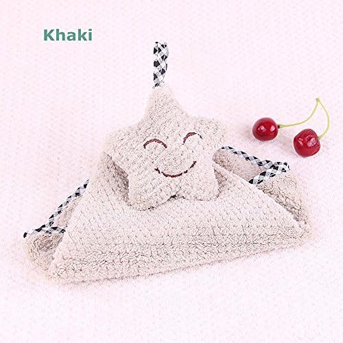 Hand Towels （pack of 2 Star Smiles Wiping Towels Wash Towels Water-absorbent Hanging Hand for children Kitchen/Bathroom/Kindergarten 21cm*40cm,Khaki