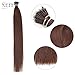 Neitsi® 20" 25g 25s/pack Straight 100% Keratin Human Hair Nano Ring Loop Hair (4#)