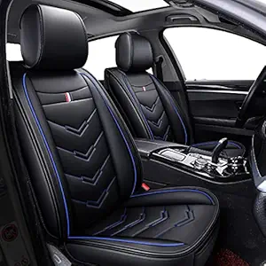 RED-SHYN 2019PU Leather Car Seat Cover, The Full Surrounded Car Seat Protector Universal Fit (Black-Blue)