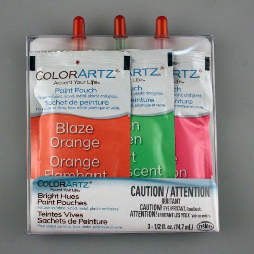 COLORARTZ CA8234 BRIGHTS-NEON GREE/BLAZE ORANGE/HOT PINK PAINT POUCH