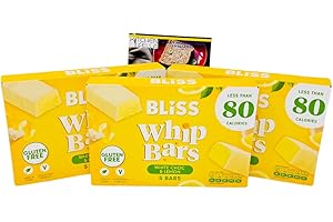 Bliss Whip Bars White Chocolate & Lemon | Low Calorie Gluten Free Snack | Only 77 Calories | High Fibre | Vegetarian | Halal | 3 x 5-Bar Packs + Kitchen Fella 14-Day Healthy Eating Guide