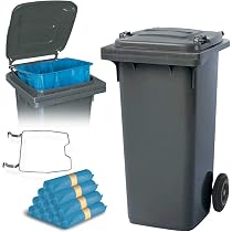 Lot De 10 Sacs Poubelle 120L Avec Sangle - Housses Conteneur Anti-Fuites