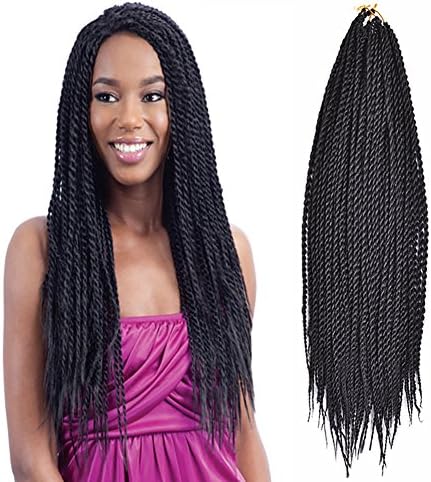 Ombre Senegalese Twist Hair Crochet Braids Hairstyles 2S Pretwist Box Braid Crochet Hair Extensions 18Inch 30Strands 75Gram/Pack (18inch 5pcs, 1B)