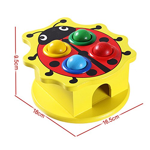 Whac-A-Mole Game Ladybird, Christmas Borthday Gift YIFAN Baby Animal Knockout Table Knock Ball Early Learning Toy Wooden Toy for Kids(Random Pattern)-Training Kids' Hand and Eye Coordination