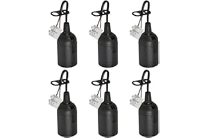 LBSAMP 6 Stück E27 Ersatzfassung 4A 250V Lampenfassung mit Kabel (max.60W) Schwarze Renovierfassung Baustellenfassung