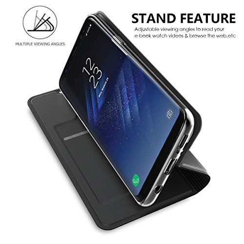 Samsung Galaxy S8 Plus PU Leder hülle Case Moonmin® Bookstyle Klapphülle Wallet Tasche Flip Tasche mit Kartenfach und Ständer Anti-Rutsch Stoßfest hülle + StylusStift für Samsung Galaxy S8 Plus 2017 (Schwarz) - 5