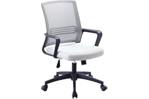 GIO ARREDA Sedia da Ufficio, Girevole, Regolabile in Altezza, Seduta e Schienale in Rete Respirante (Grigio)