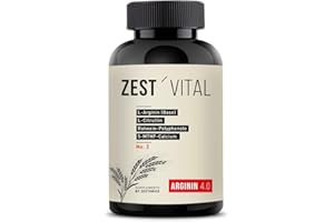 ‎ZESTONICS ZEST'VITAL Arginin 4.0 | L-Arginin (Base), L-Citrullin, Rotwein-Polyphenole, 5-MTHF-Calcium u.v.a.m.. Vegan 240 Kapseln | ZESTONICS