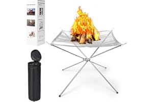 AICOIMY Plegable Brasero Exterior, Chimenea Portátil para Acampar al Aire Libre Chimenea de Acero Inoxidable para Campamento Hoguera Ultra Plegable para Jardín Patio Camping Barbacoa Exterior(56 * 56 * 43)