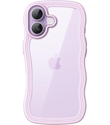 JETech Cover Ondulata per iPhone 16 6,1 Pollici, Carina Telaio Forma Riccia Antiurto Cellulare Custodia per Donne e Ragazze, Trasparente PC Rigido Retro (Blu Oltremare