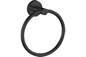MARKCCO Towel Ring, Bathroom Hardware Accessories, wall-mounted towel ring, simple round stainless steel towel rack, for bathroom and kitchen (Black)