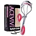 ACEVIVI Hot Pink Metallic Chrome Eyelash Curler Eyelash Curler Tool Kit for Ladies to Make Charming Eyes---Silicone Rubber Refill Replacement Pads Included
