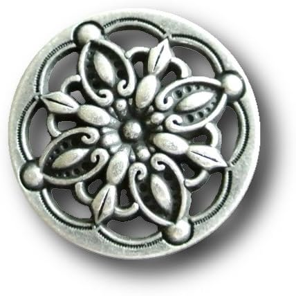 Knopfparadies Sewing Buttons - Set of 5 Stunning Metal Buttons, Filigree Sunburst Pattern, Floral Design - Ø approx. 23mm