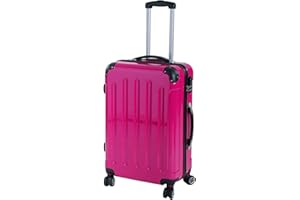 INVIDA Glüückskind Luxus Koffer Trolley aus Polycarbonat ABS Materialmix mit 4 Zwillingsrollen in Pink XL