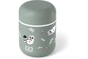 MONBENTO - Mały izotermiczny Luch box MB Capsule Raccoon - Małe, hermetyczne pudełko na posiłek, które zapewnia jego świeżość i temperaturę nawet do 5 godzin - Idealny do pracy/szkoły - Zielony