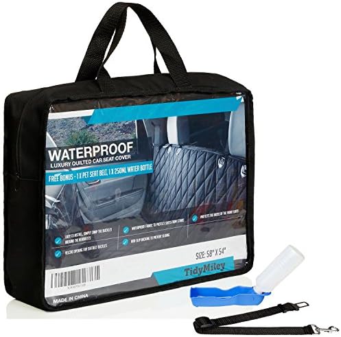 Car Dog Seat Cover Waterproof Hammock Luxury Padded Scratch Proof Rear with Side Flaps, Seat Belt, Water Bottle and Travel Carry Bag