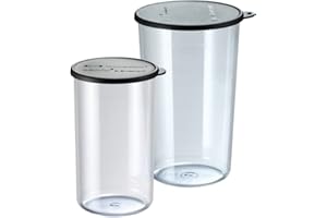 bamix Lot de 2 gobelets doseurs transparents en plastique résistant à la chaleur avec couvercle - Passe au lave-vaisselle - 400 ml / 600 ml