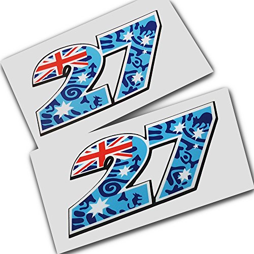 ZionDesigns Pegatinas de Número 27 DE Casey Stoner, Diseño aborigen, 2 Unidades