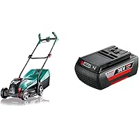 Bosch Akku Rasenmäher Rotak 32 LI (1x Akku, 36 Volt System, Grasfangbox 31 l, Schnitthöhe: 3-6 cm, im Karton) & Ersatz…
